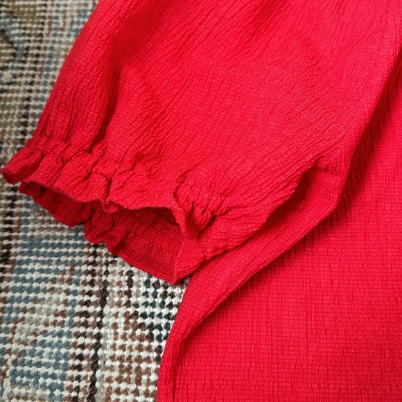 Madewell Texture & Thread Peasant Top | Size S | Red - Picture 6 of 12